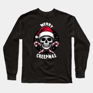 Christmas Skull and Crossed Candy Canes Long Sleeve T-Shirt
